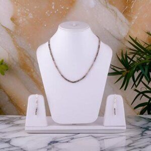 Smoky Quartz Sterling Silver Jewelry Set, Necklace & Earrings